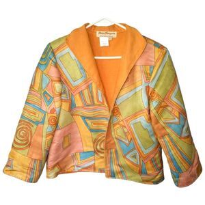 Norm Thompson Abstract Colorful Retro Geometric 3/4 Sleeve Jacket Sz. S